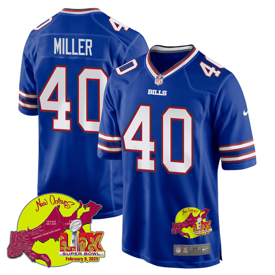 Von Miller #40 Buffalo Bills Super Bowl LIX Game Jersey - Men's | Royal