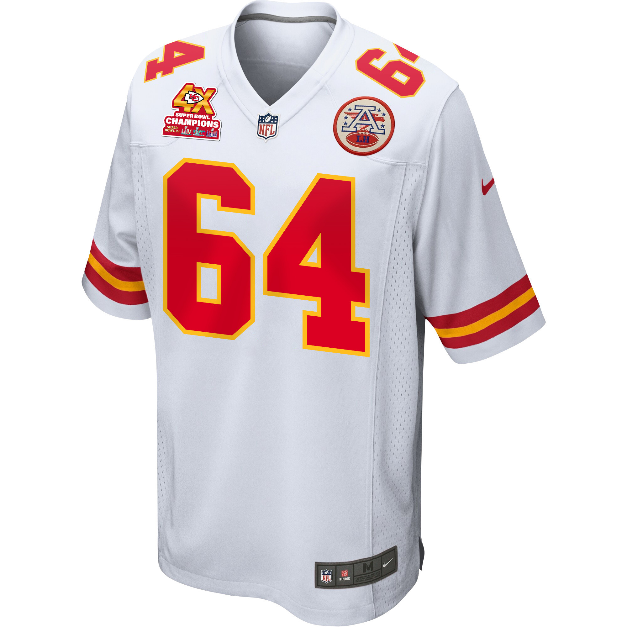 Alternative view of Wanya Morris #64 Kansas City Chiefs Super Bowl LVIII Champions 4X Game Jersey - Men's | White