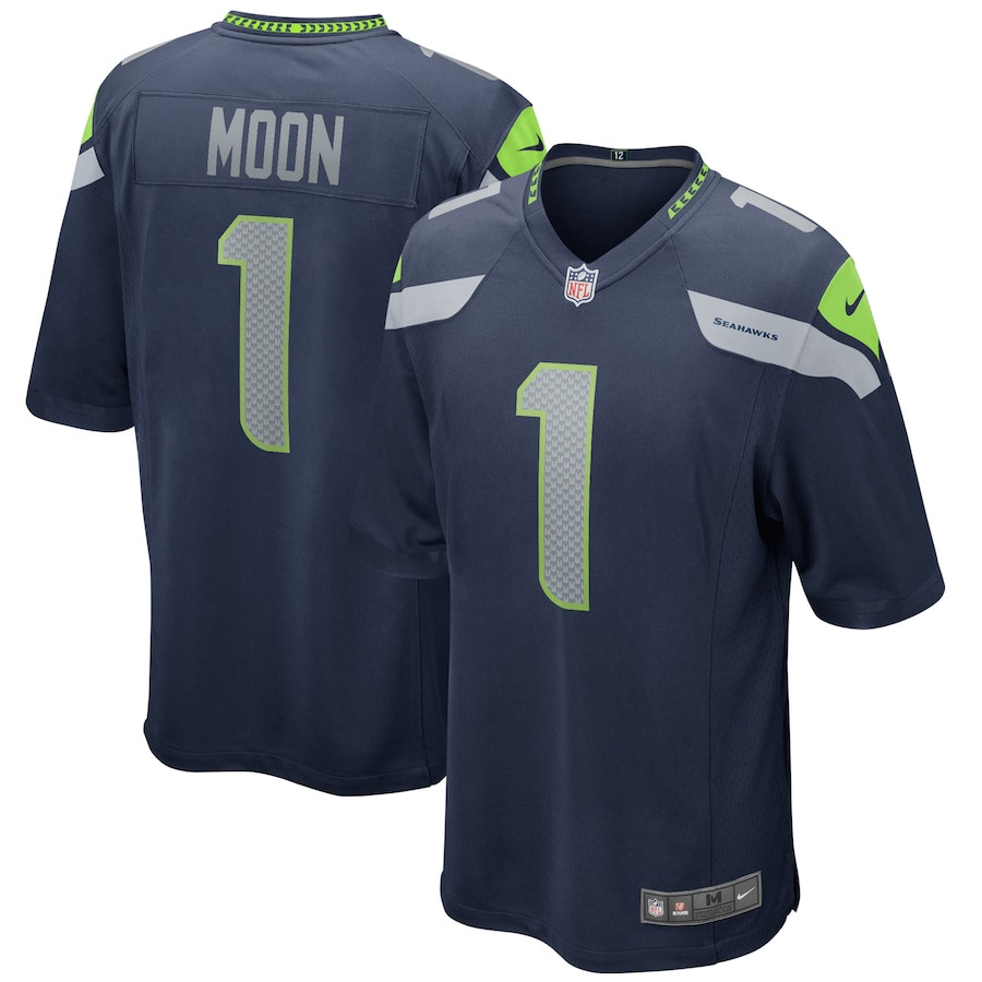 Warren Moon #1 Seattle Seahawks Game Jersey - Men's | College Navy