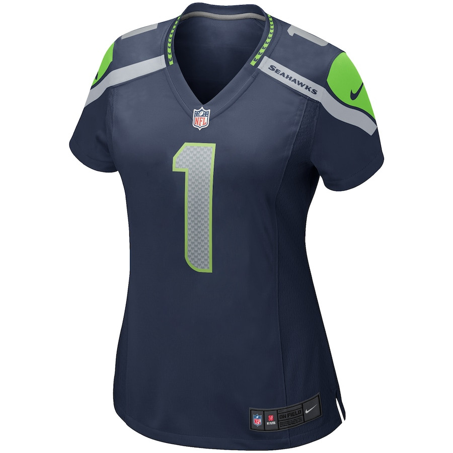 Alternative view of Warren Moon #1 Seattle Seahawks Game Jersey - Women's | College Navy