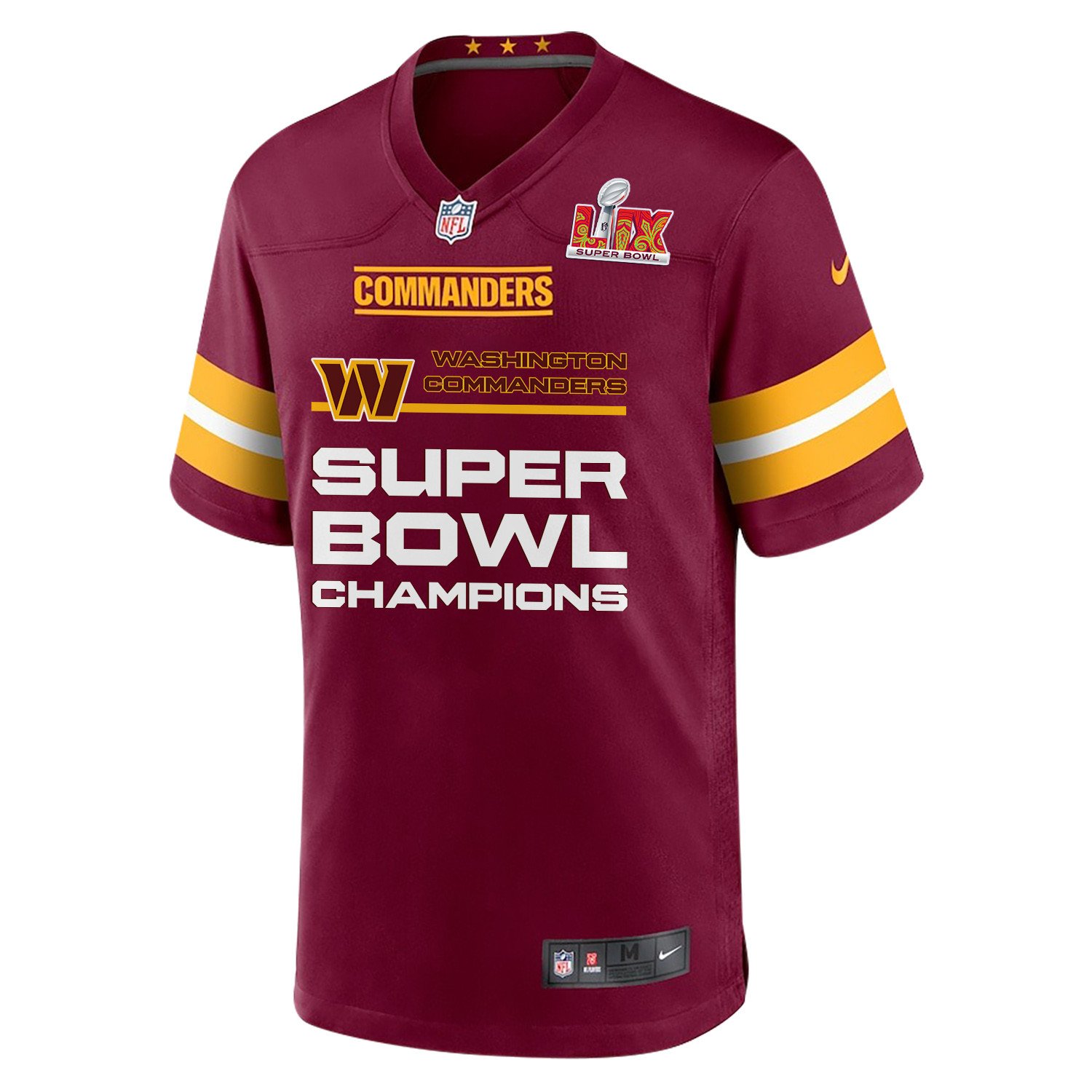 Alternative view of Washington Commanders Super Bowl LIX Champions Game Jersey - Men's | Burgundy