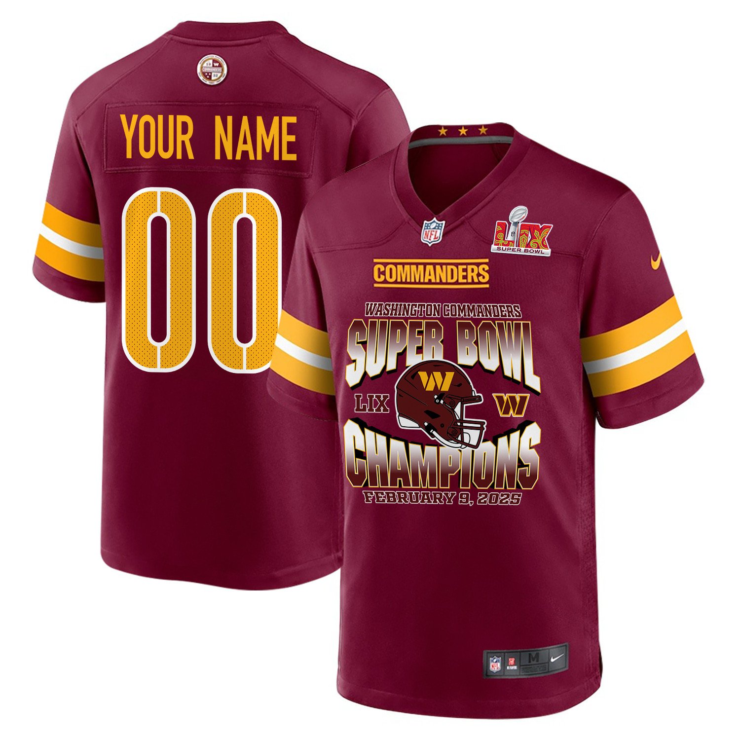 Washington Commanders Super Bowl LIX Champions Game Jersey - Men's | Burgundy