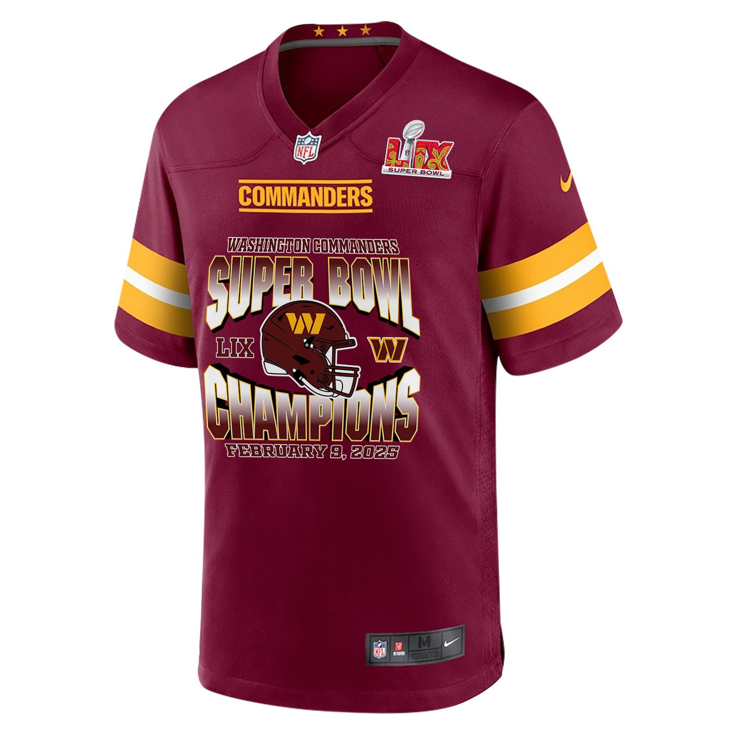 Alternative view of Washington Commanders Super Bowl LIX Champions Game Jersey - Men's | Burgundy