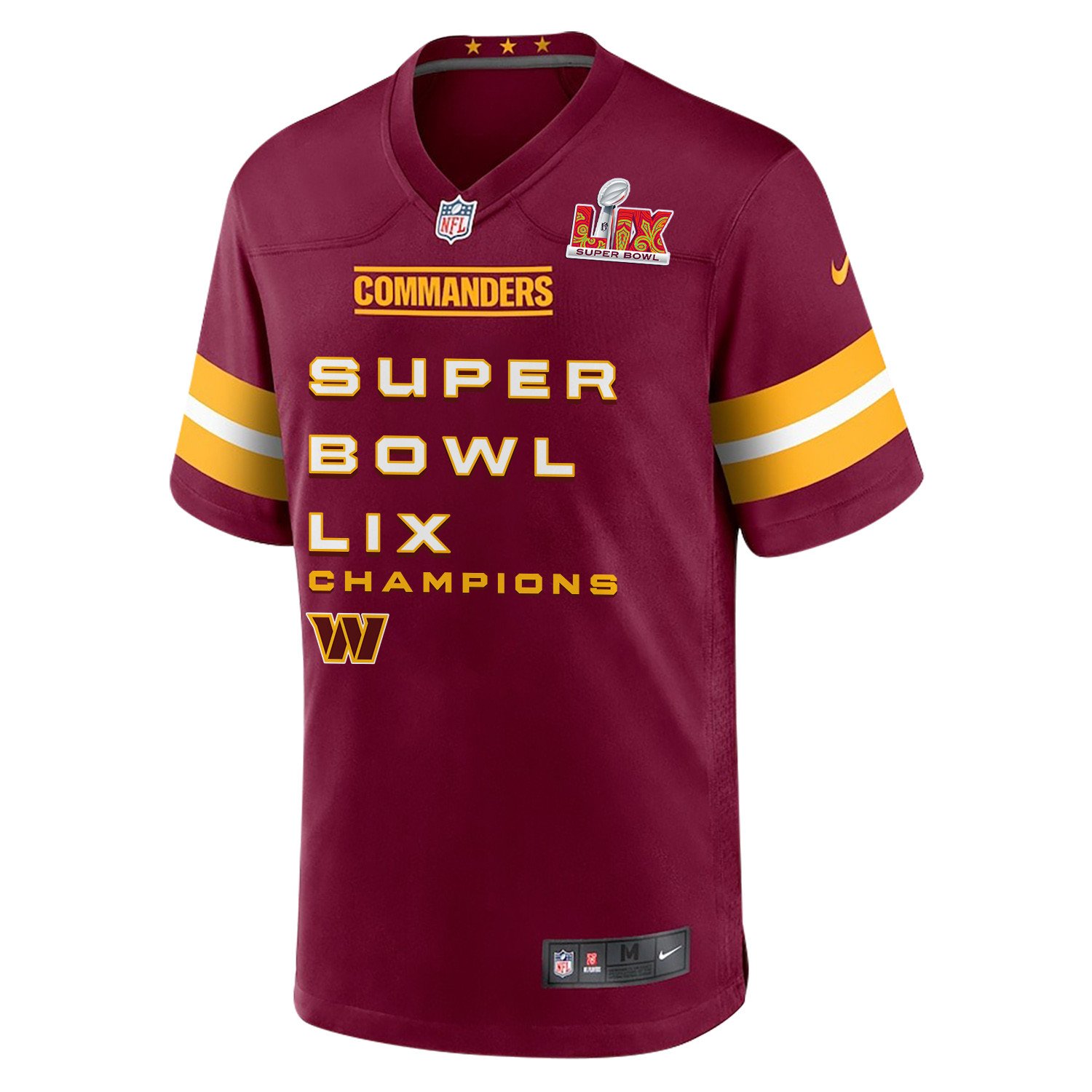 Alternative view of Washington Commanders Super Bowl LIX Champions Game Jersey - Men's | Burgundy