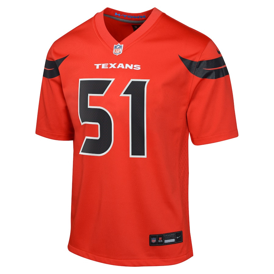 Alternative view of Will Anderson Jr. #51 Houston Texans Alternate Game Jersey - Youth | Red