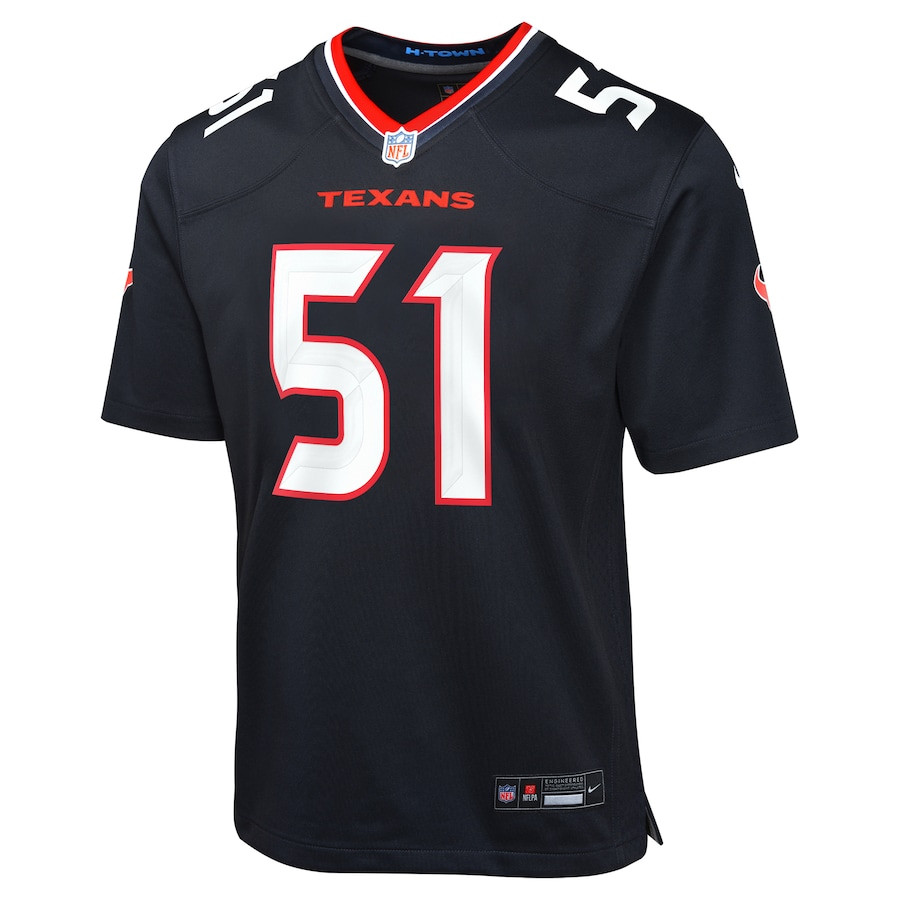 Alternative view of Will Anderson Jr. #51 Houston Texans Game Jersey - Youth | Navy