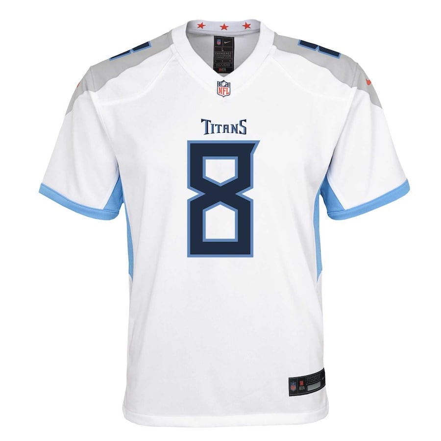 Alternative view of Will Levis #8 Tennessee Titans Game Jersey - Youth | White