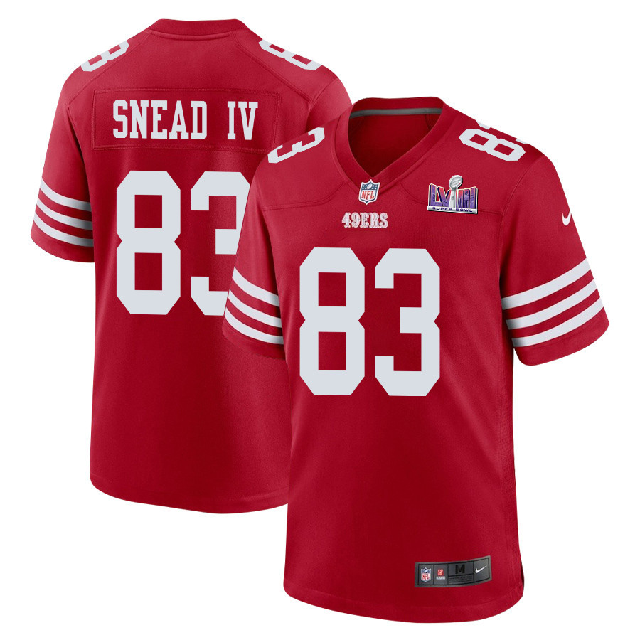 Willie Snead IV #83 San Francisco 49ers Super Bowl LVIII Patch Game Jersey - Men's | Scarlet