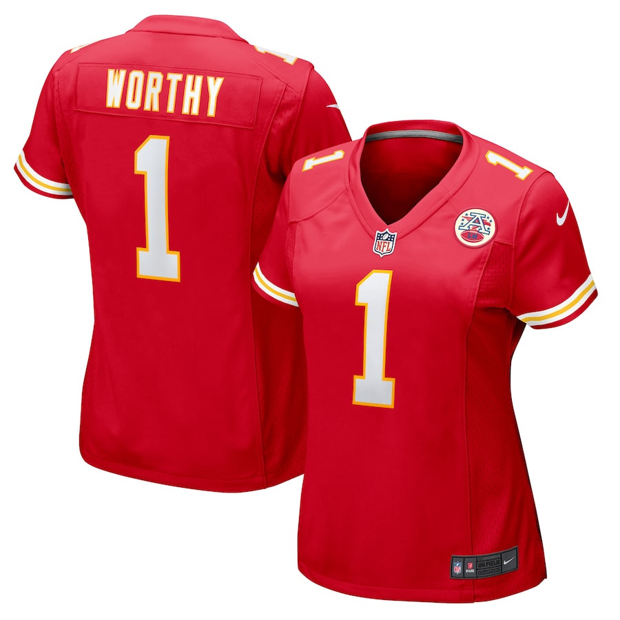 Xavier Worthy #1 Kansas City Chiefs Game Jersey - Women's | Red
