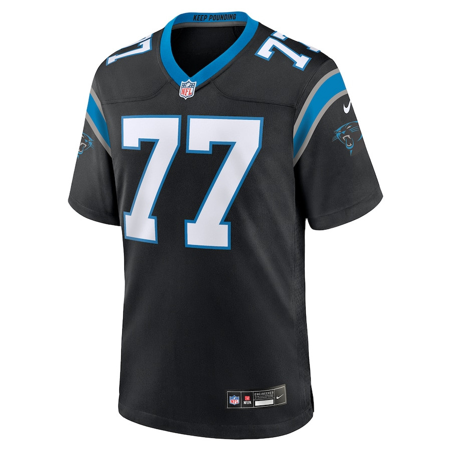 Alternative view of Yosh Nijman #77 Carolina Panthers Game Jersey - Men's | Black