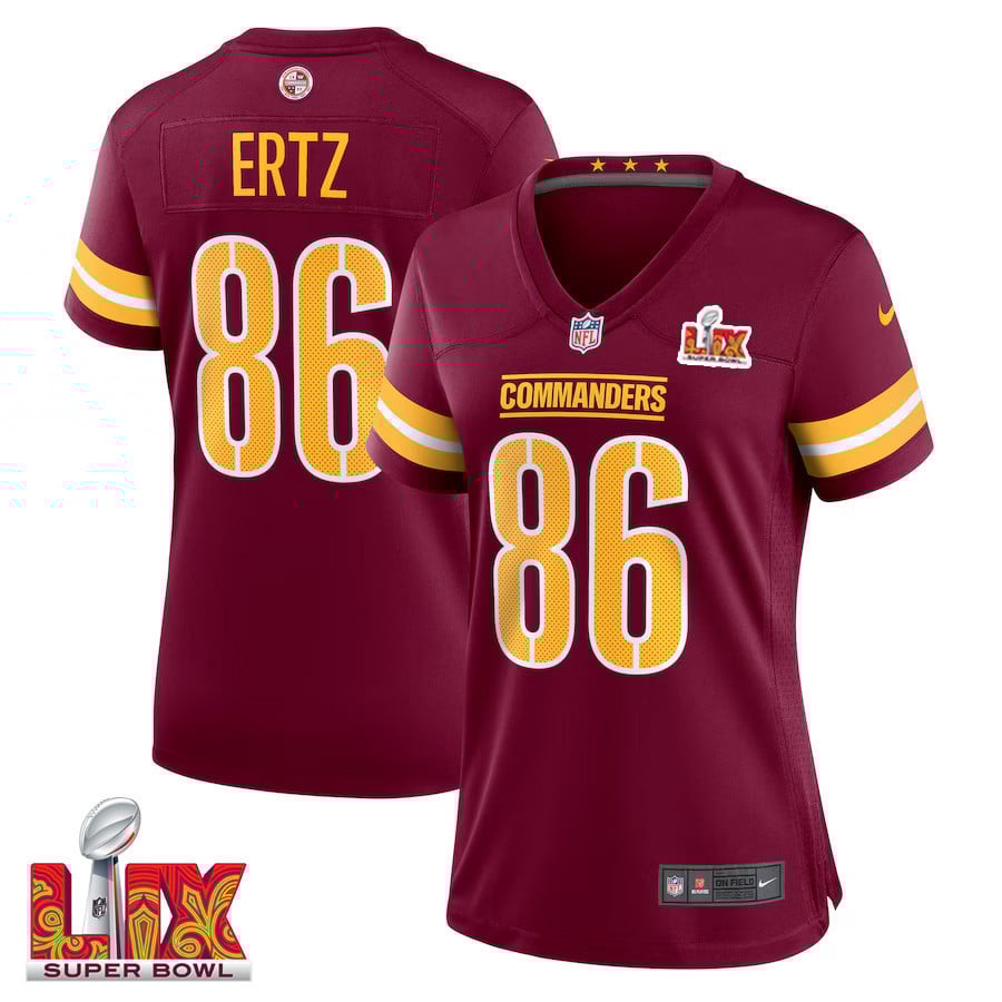 Zach Ertz #86 Washington Commanders Super Bowl LIX Game Jersey - Women's | Burgundy
