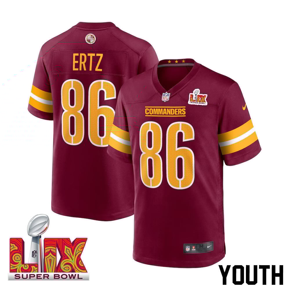 Zach Ertz #86 Washington Commanders Super Bowl LIX Game Jersey - Youth | Burgundy