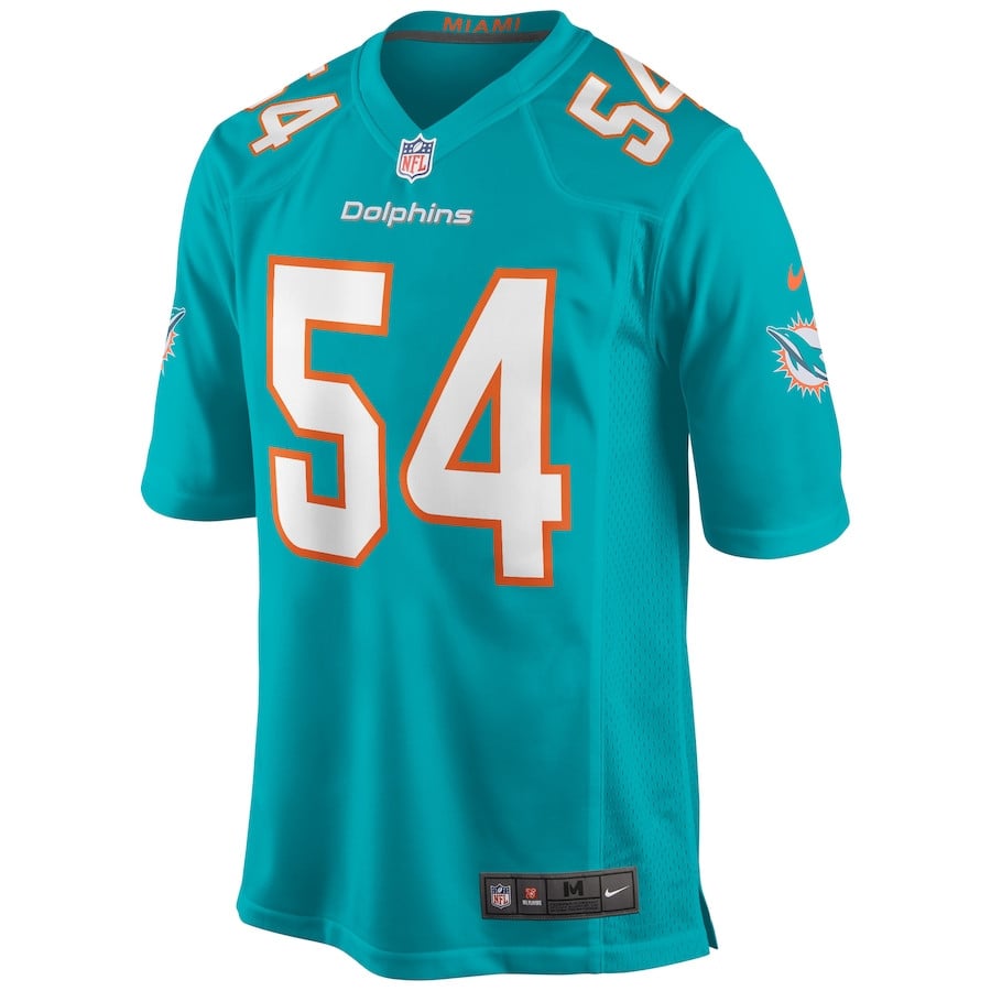 Alternative view of Zach Thomas #54 Miami Dolphins Game Jersey - Men's | Aqua