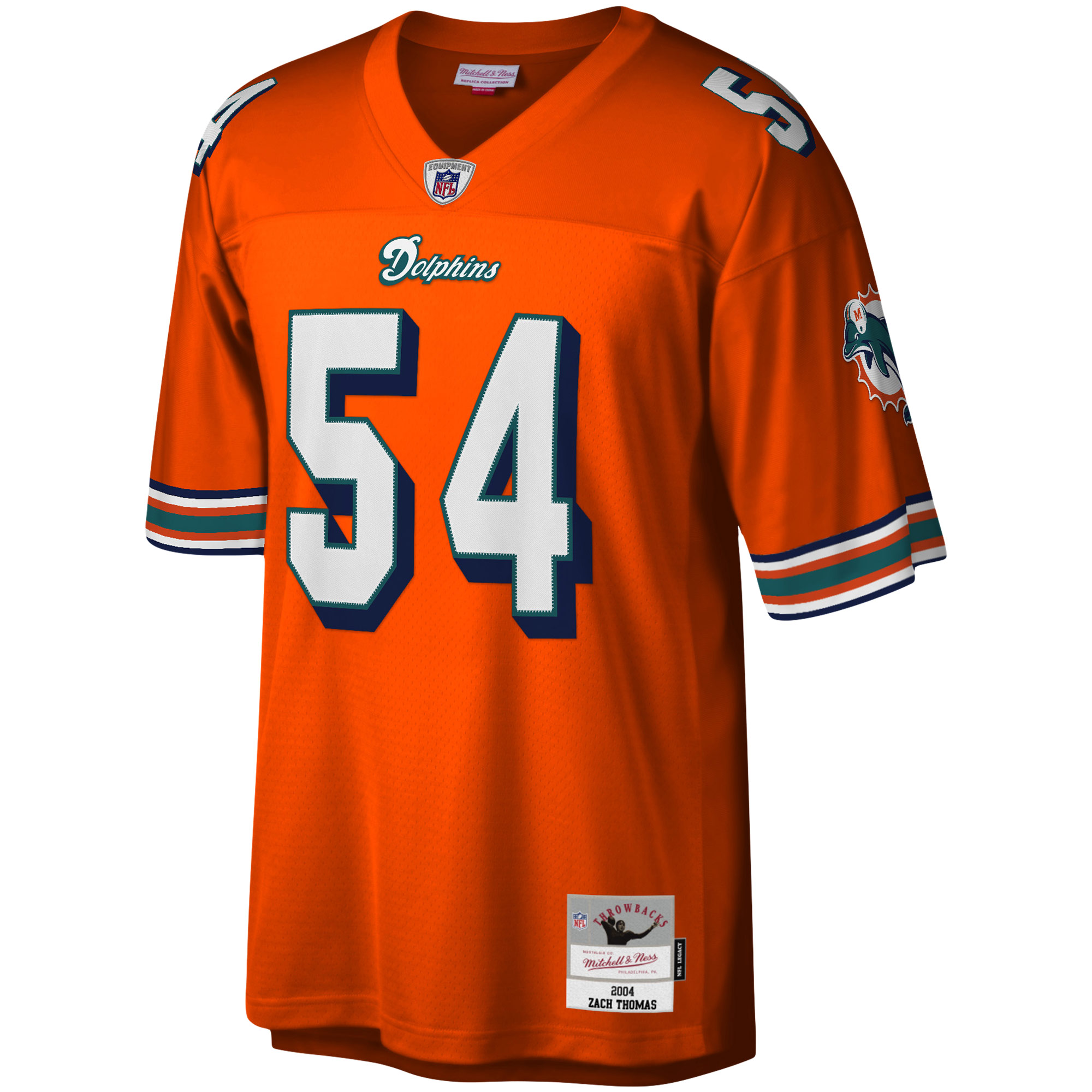 Alternative view of Zach Thomas Mitchell & Ness Miami Dolphins Game Jersey - Men's