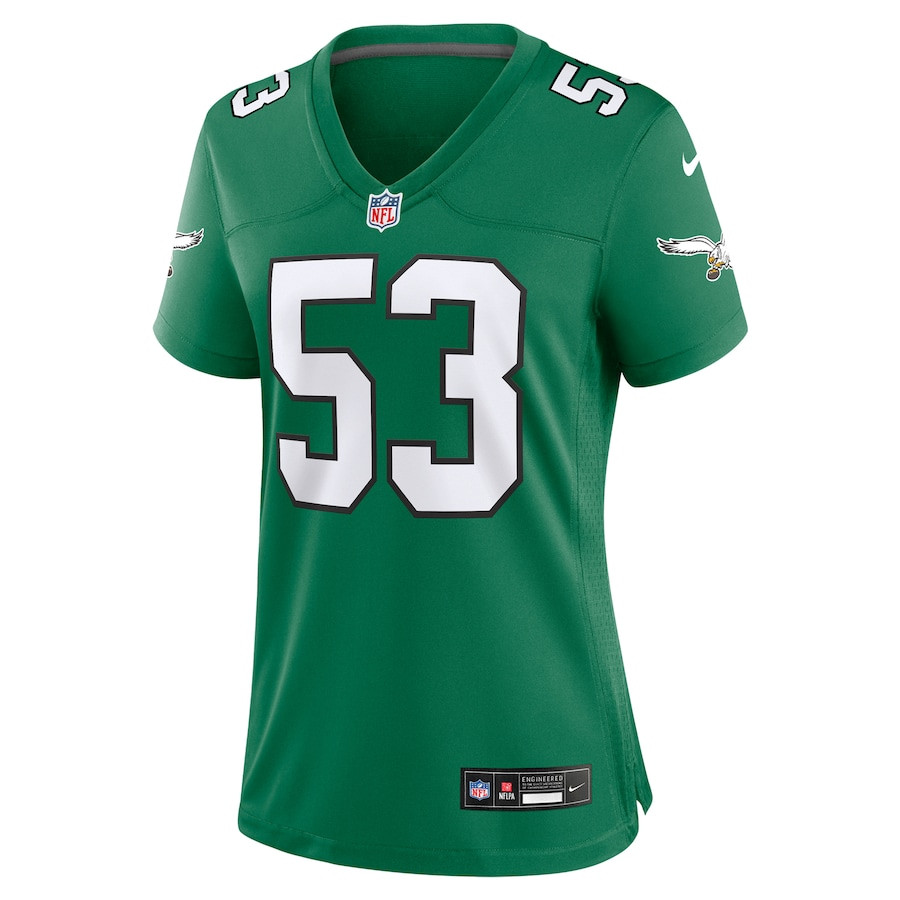 Alternative view of Zack Baun #53 Philadelphia Eagles Alternate Game Jersey - Women's | Kelly Green
