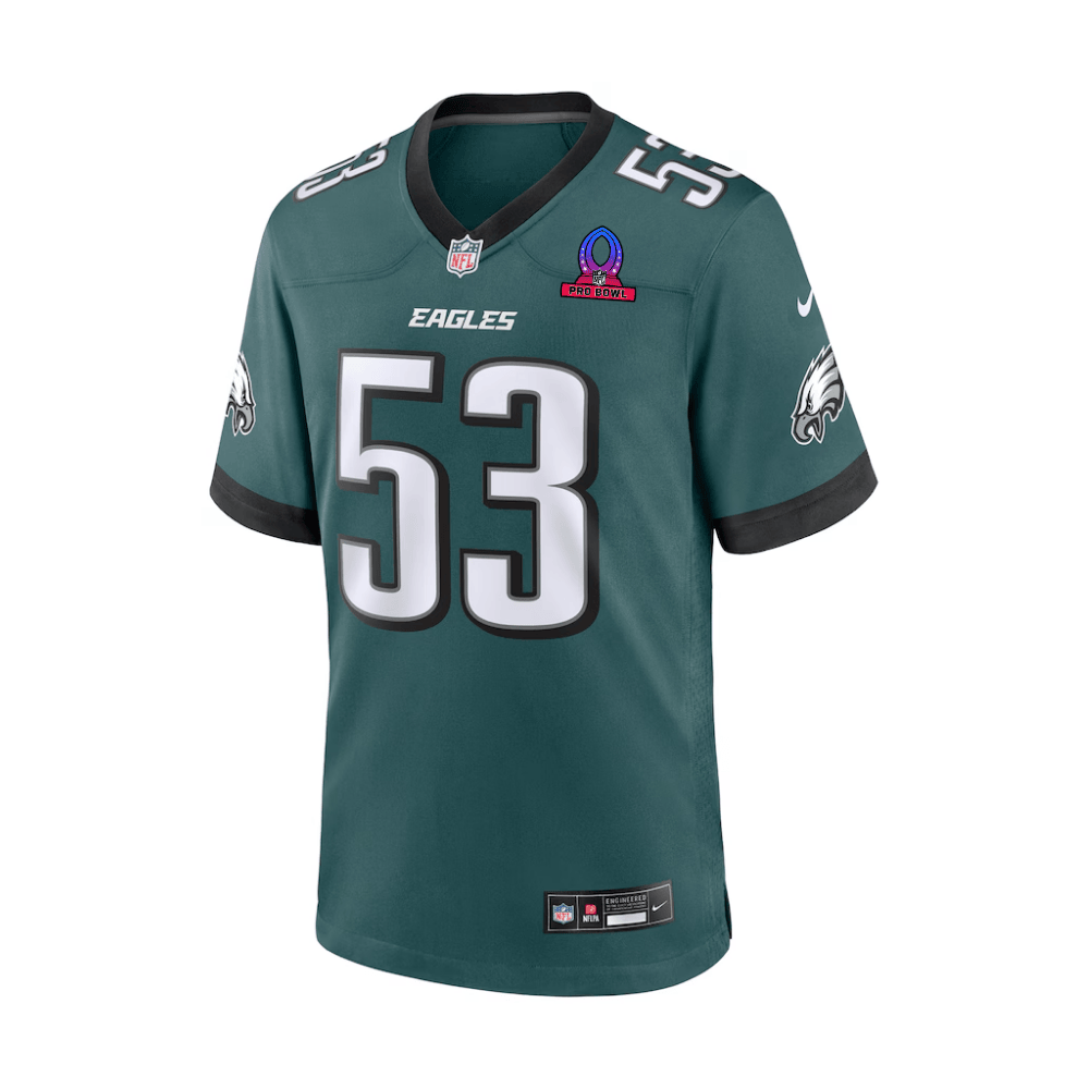 Alternative view of Zack Baun #53 Philadelphia Eagles Game Jersey - Men's | Midnight Green