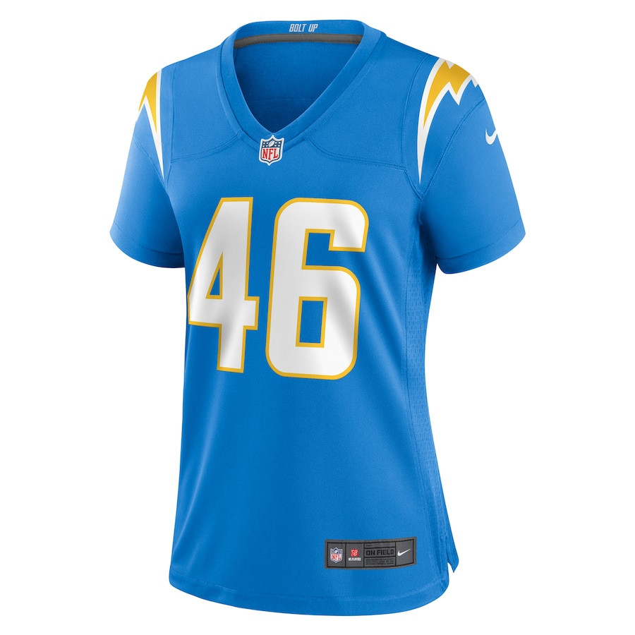 Alternative view of Zander Horvath #46 Los Angeles Chargers Game Jersey - Women's | Powder Blue