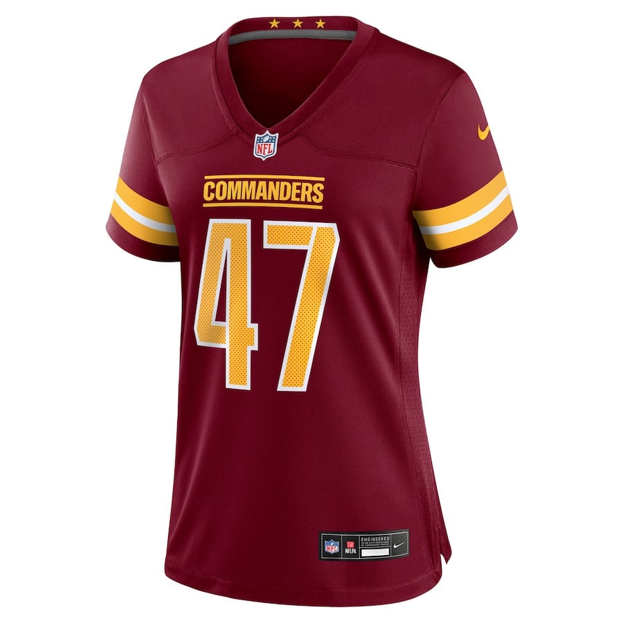 Alternative view of Zane Gonzalez #47 Washington Commanders Game Jersey - Women's | Burgundy