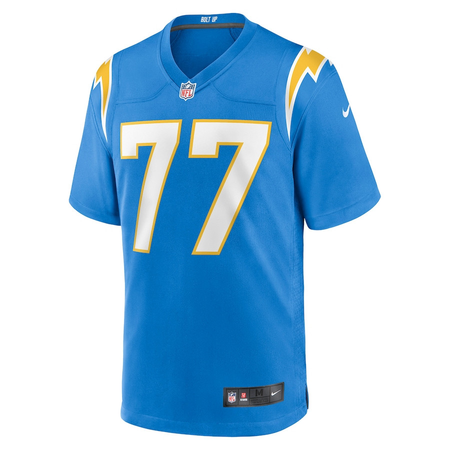 Alternative view of Zion Johnson #77 Los Angeles Chargers Game Jersey - Men's | Powder Blue
