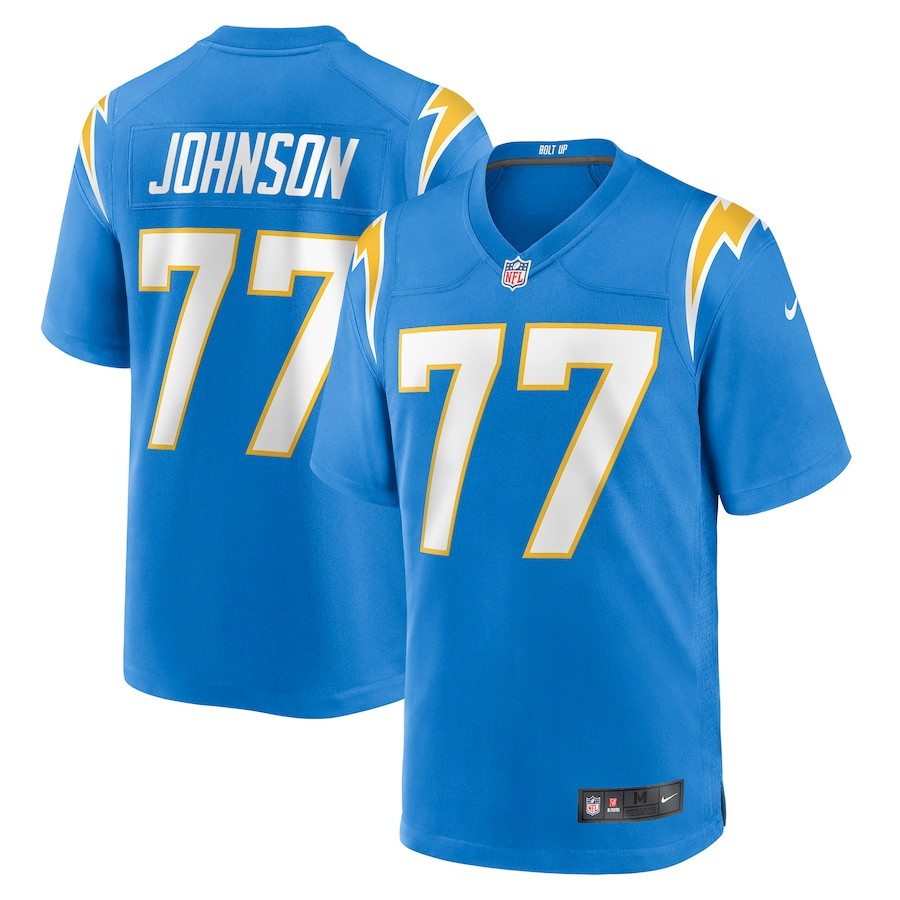 Zion Johnson #77 Los Angeles Chargers Game Jersey - Men's | Powder Blue